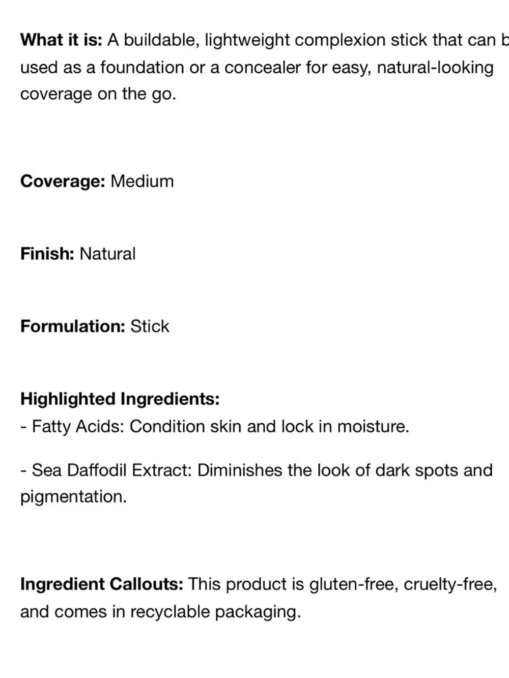 MERIT The Minimalist Perfecting Complexion and Concealer Stick~0.23 oz.(Chiffon)